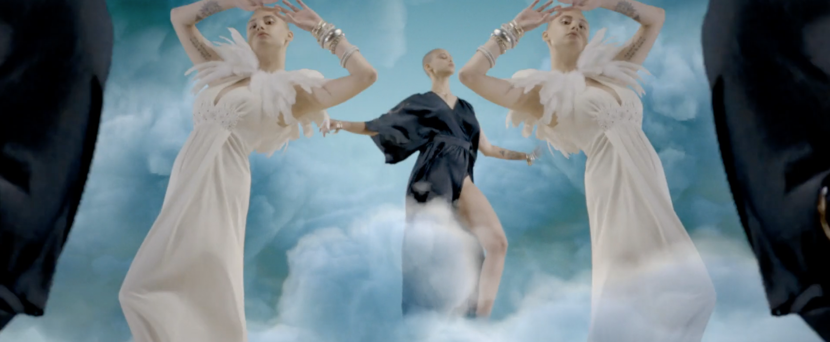 3d Motion Graphic Models - woman in clouds duplicated