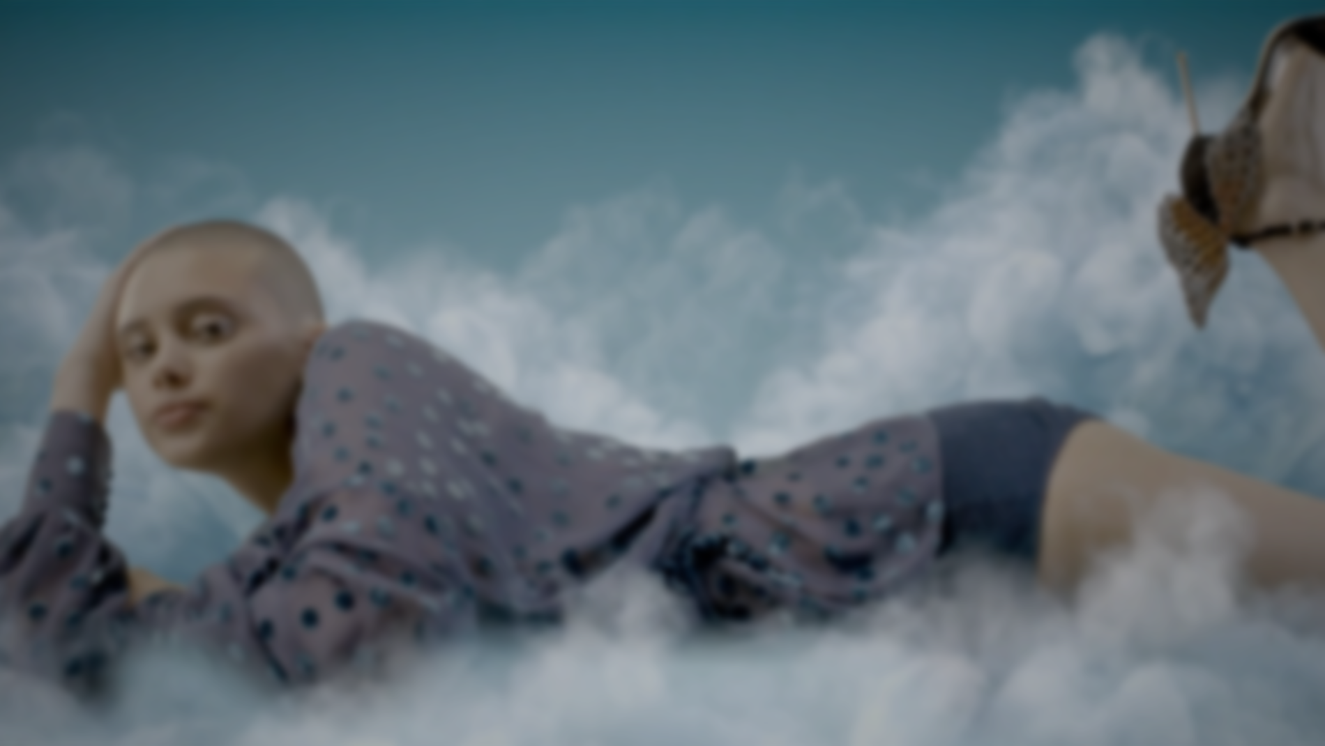 3d Motion Graphic Models - woman lying down on clouds